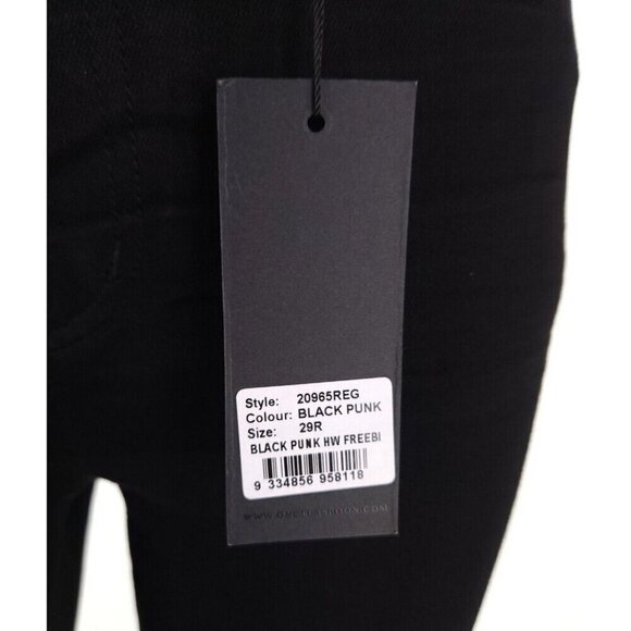 One Teaspoon High Waist FreeBird Skinny Jeans 29R Black Punk Distressed Nwt - Picture 12 of 16